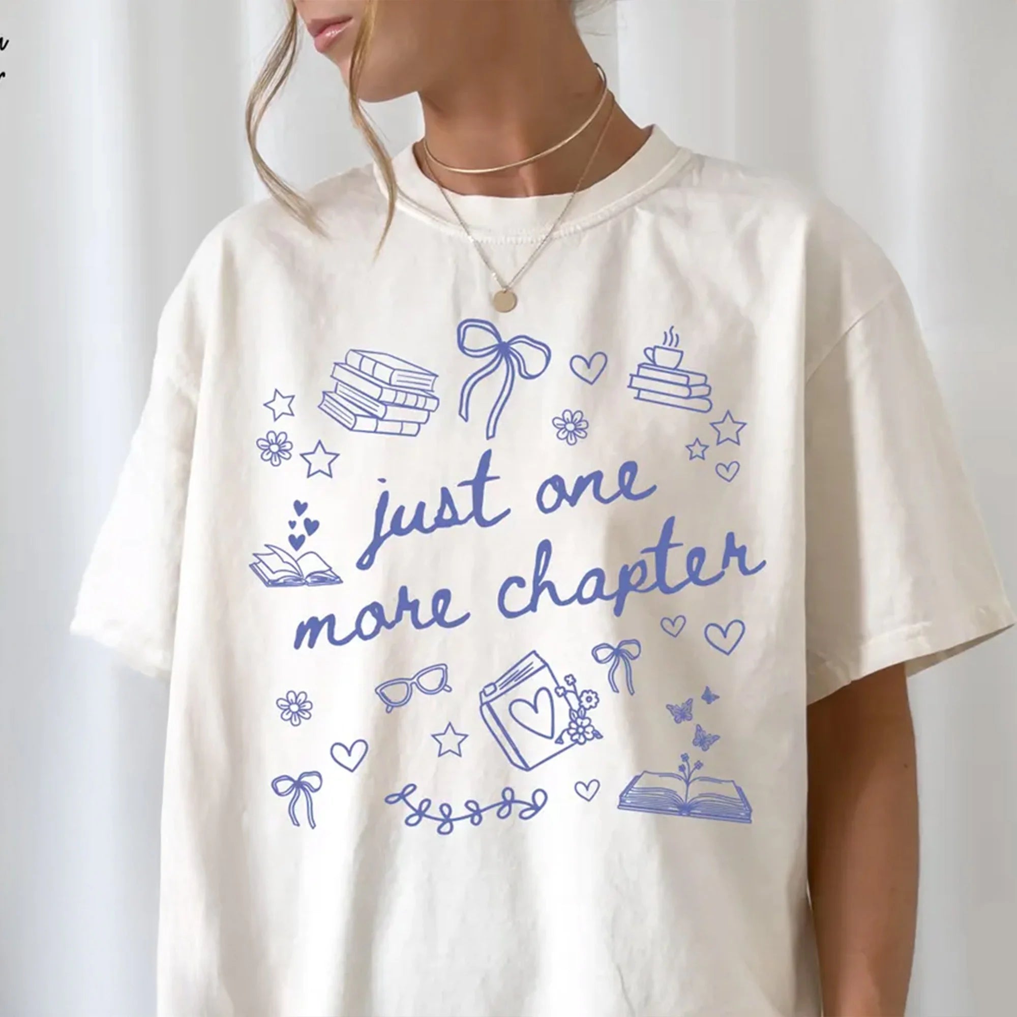 Just One More Chapter Shirt Bookish Merch Book Lover Shirt Bookish Girly Shirt Reading Shirt Reader T-Shirt Cute Book TShirt