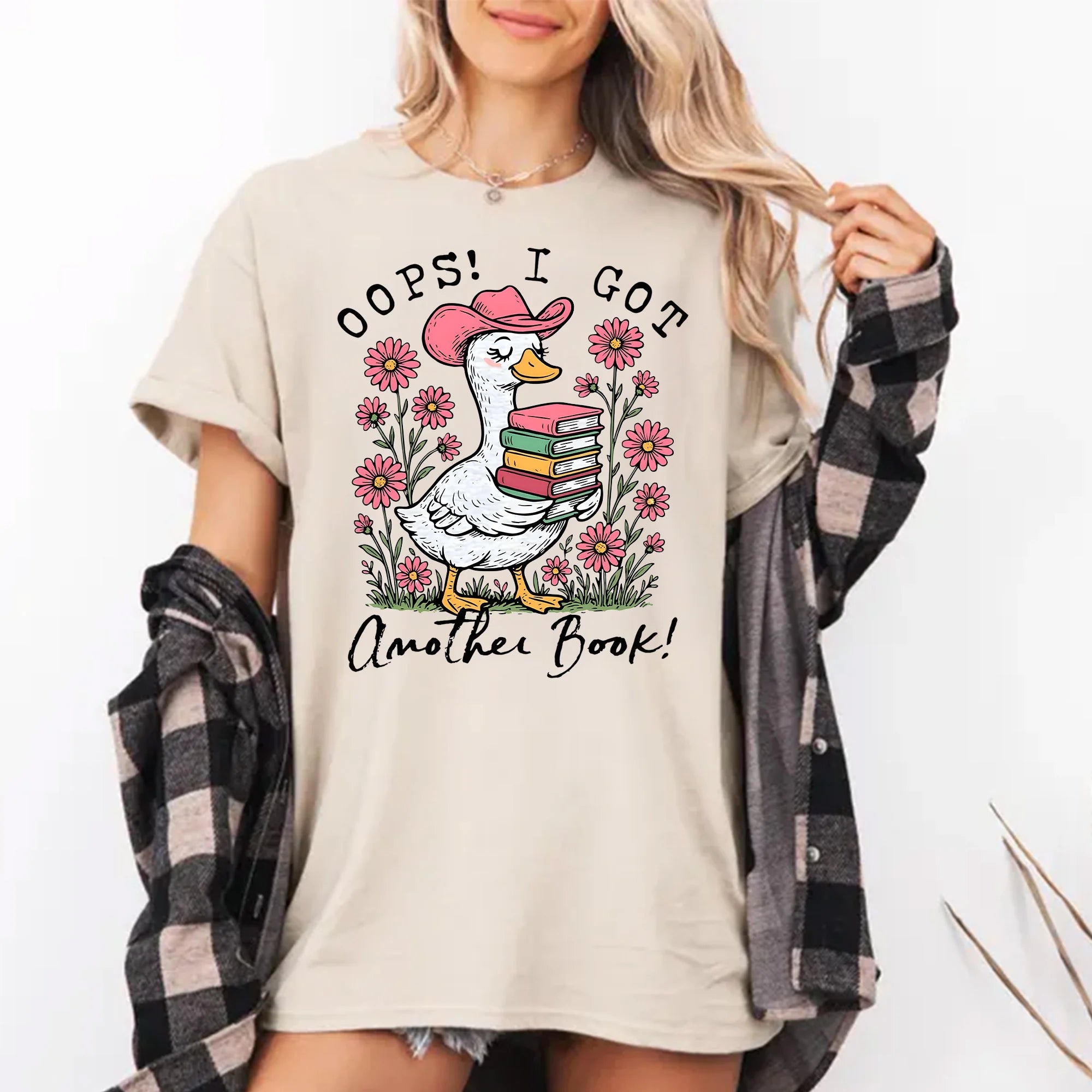Oops I Got Another Book T-Shirt – Funny Goose Reading Shirt, Sarcastic Book Lover Meme Tee, Vintage Aesthetic Cozy Bookish Shirt