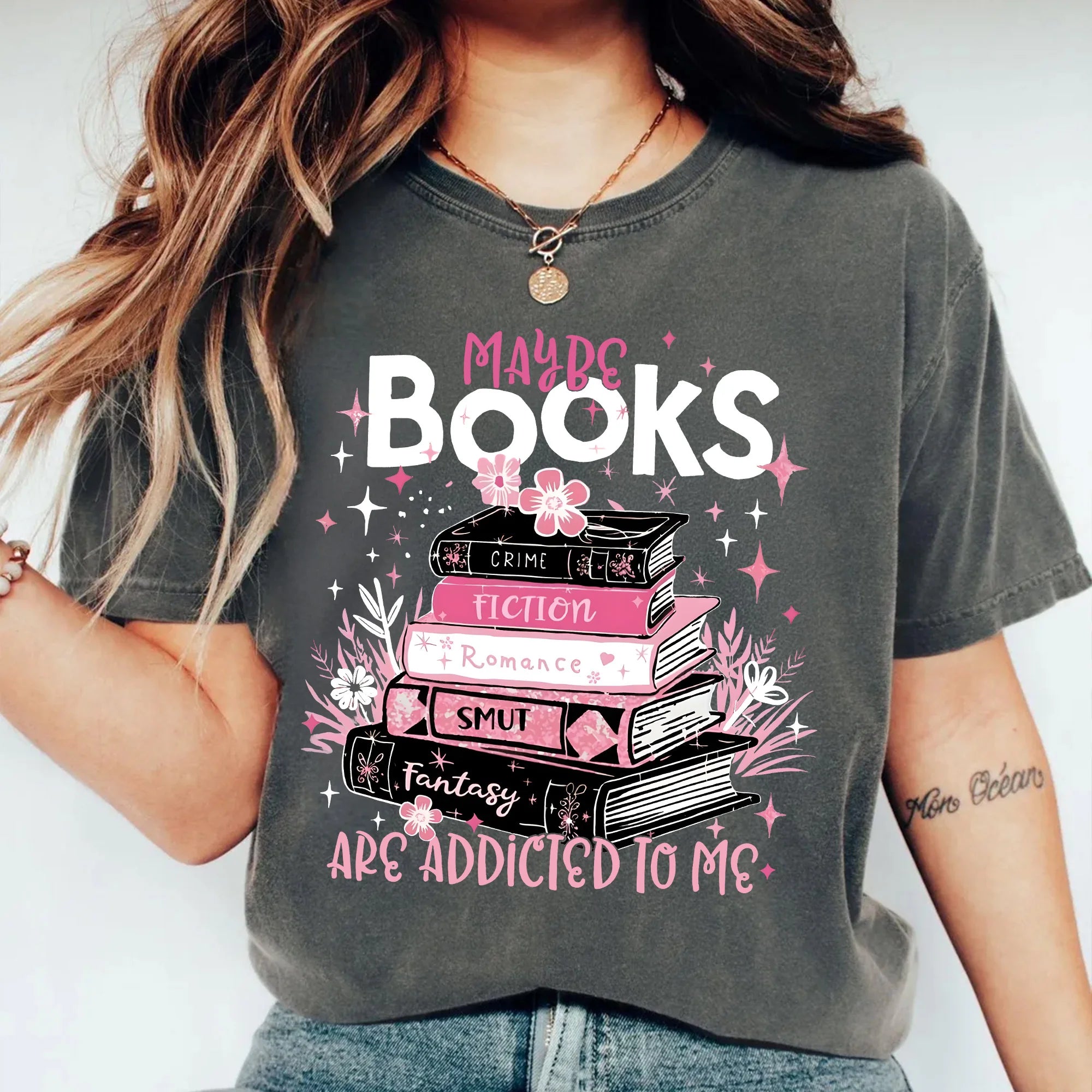 Books Are Addicted To Me T-Shirt – Retro Bookish Shirt, Funny Book Lover Tee, Bookworm Reading Gift, Librarian Reader Shirt, Original Design