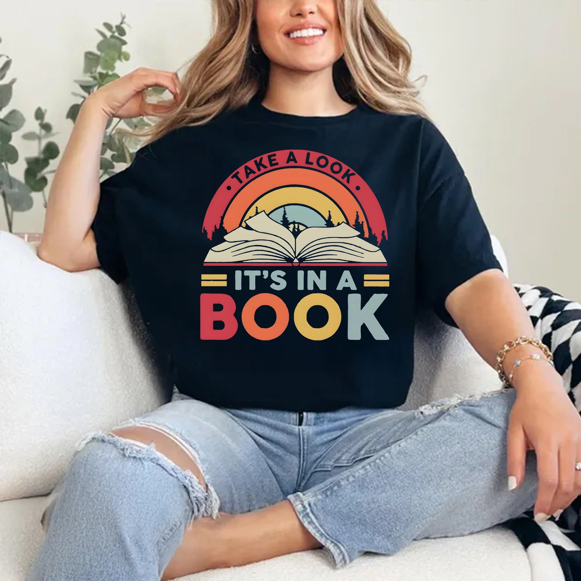 Reading Rainbow Shirt, Take a Look It’s in a Book T-Shirt, Reading Vintage Retro Rainbow Shirt, Reading Book Gift Shirt, Book Lover T Shirt