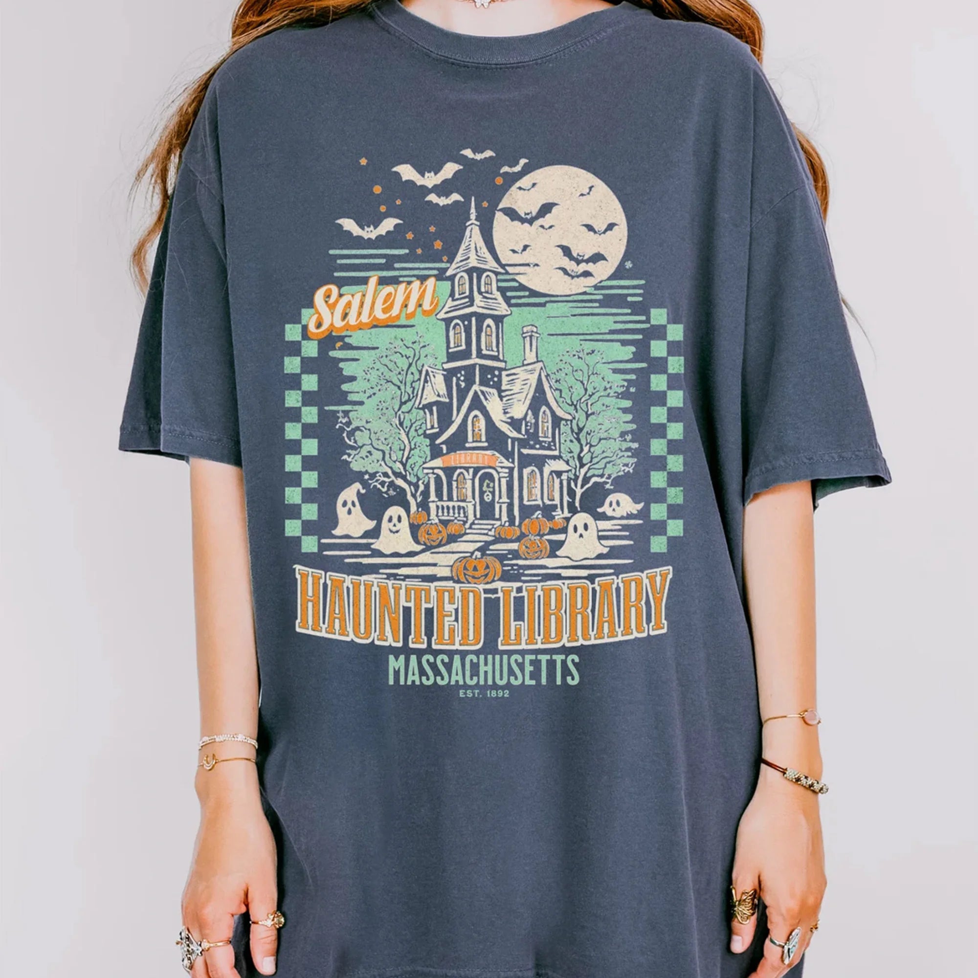Bookish Halloween Shirt, Haunted Library Tee, Comfort Colors® Tshirt, Book Lover Gift, Librarian T-shirt, Salem Tee, Spooky Fall Apparel