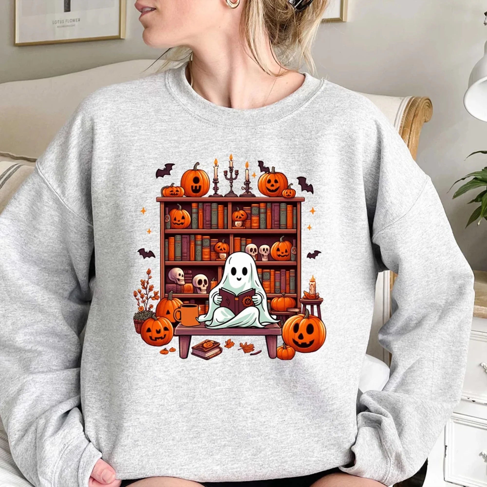 Ghost Book Reader Sweatshirt, Reading Tee Book lover gift Reading enthusiast book shirt ghost reader tee literature lover, Boo Sweatshirt