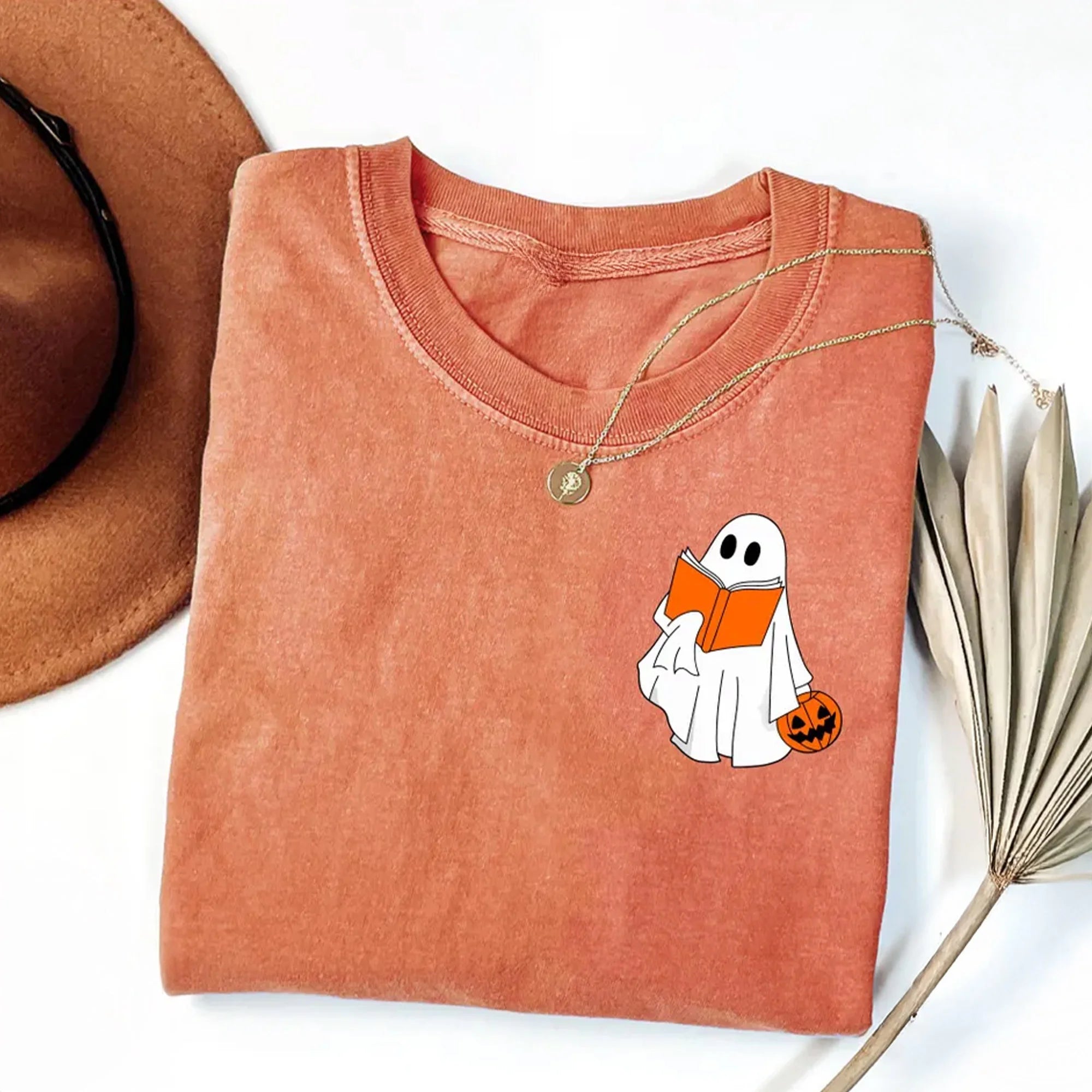 Ghosts Reading Books Comfort Colors, Cute Little Ghost Shirt, Book Lover Sweatshirt, Womens Halloween Gift, Retro Ghost Halloween, Fall Tee