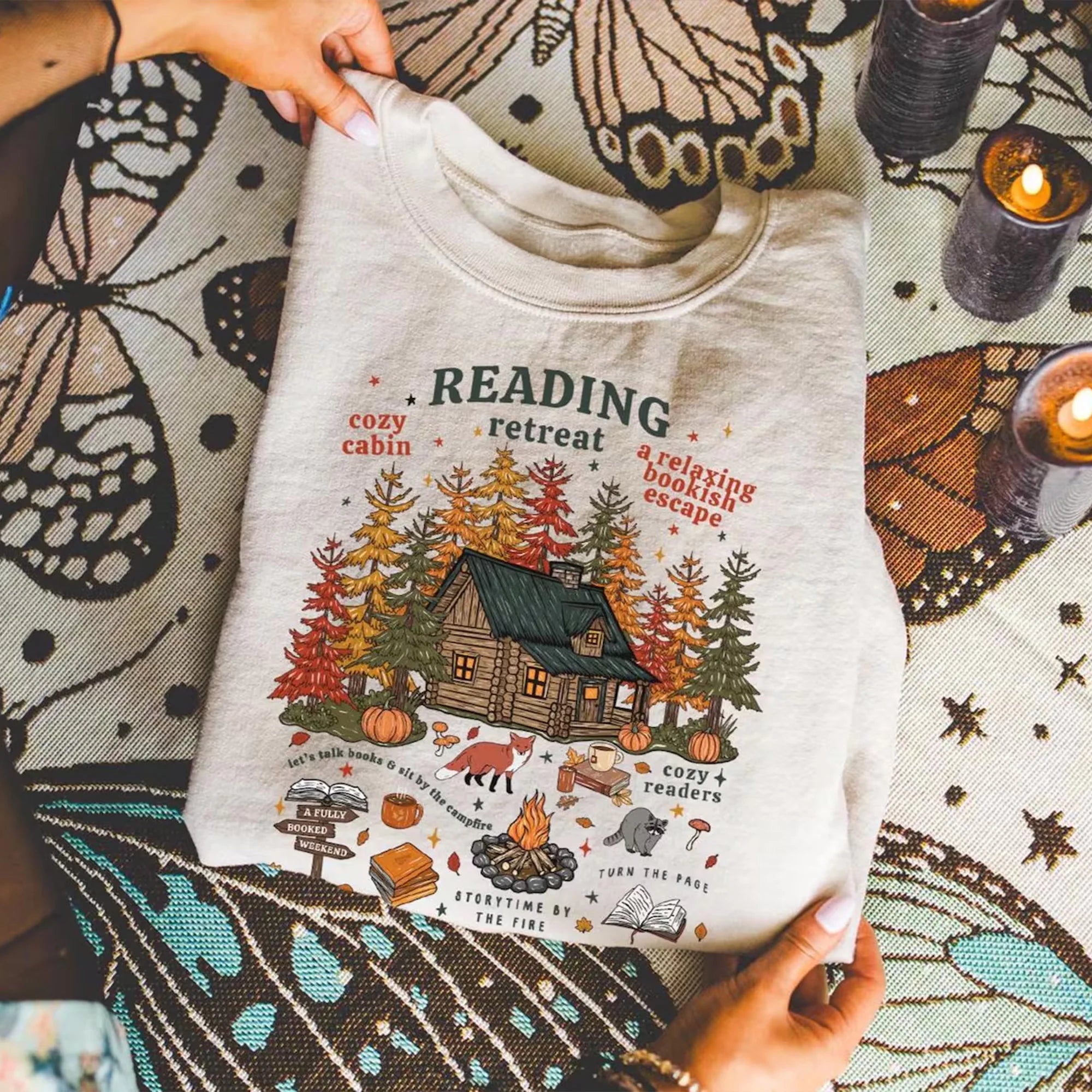 Reading Retreat Sweatshirt, Fall Bookish Sweatshirt, Cozy Reader Sweatshirt, Fall Crewneck, Book Lover Gift, Book Club Shirt, Reading Season
