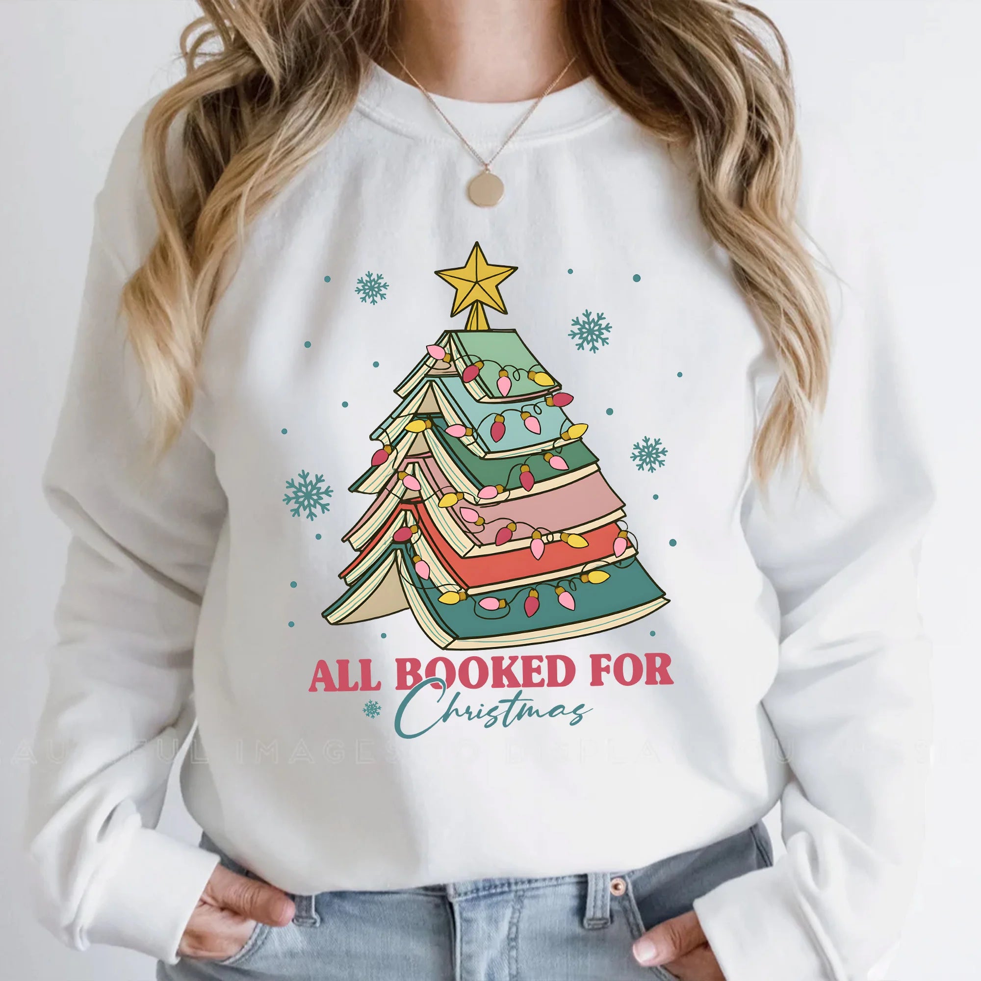 All Booked For Christmas Shirt Gift for Librarian,Bookworm Christmas Sweatshirt, Christmas Book Tree Sweatshirt,Book Lovers Christmas Sweatshirt