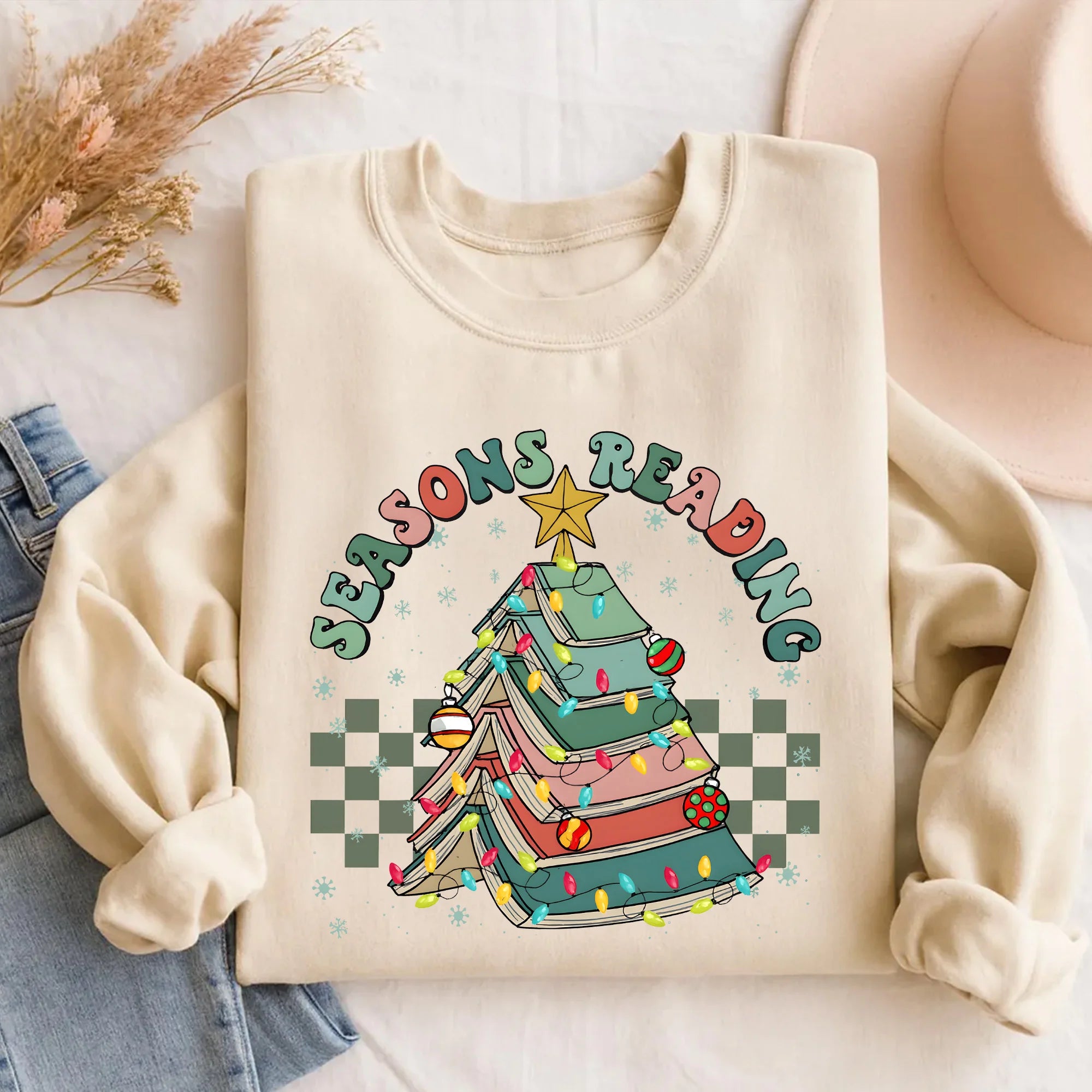 Christmas Seasons Reading Sweatshirt, Christmas Book Tree Shirt, Bookish Christmas Sweatshirt, Seasons Reading Shirt, Book Lovers Christmas