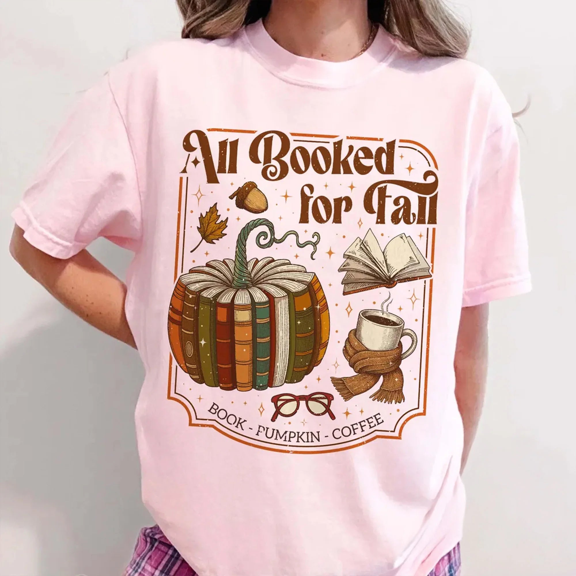 All Booked For Fall Comfort Colors T-Shirt, Pumpkin Book Shirt
