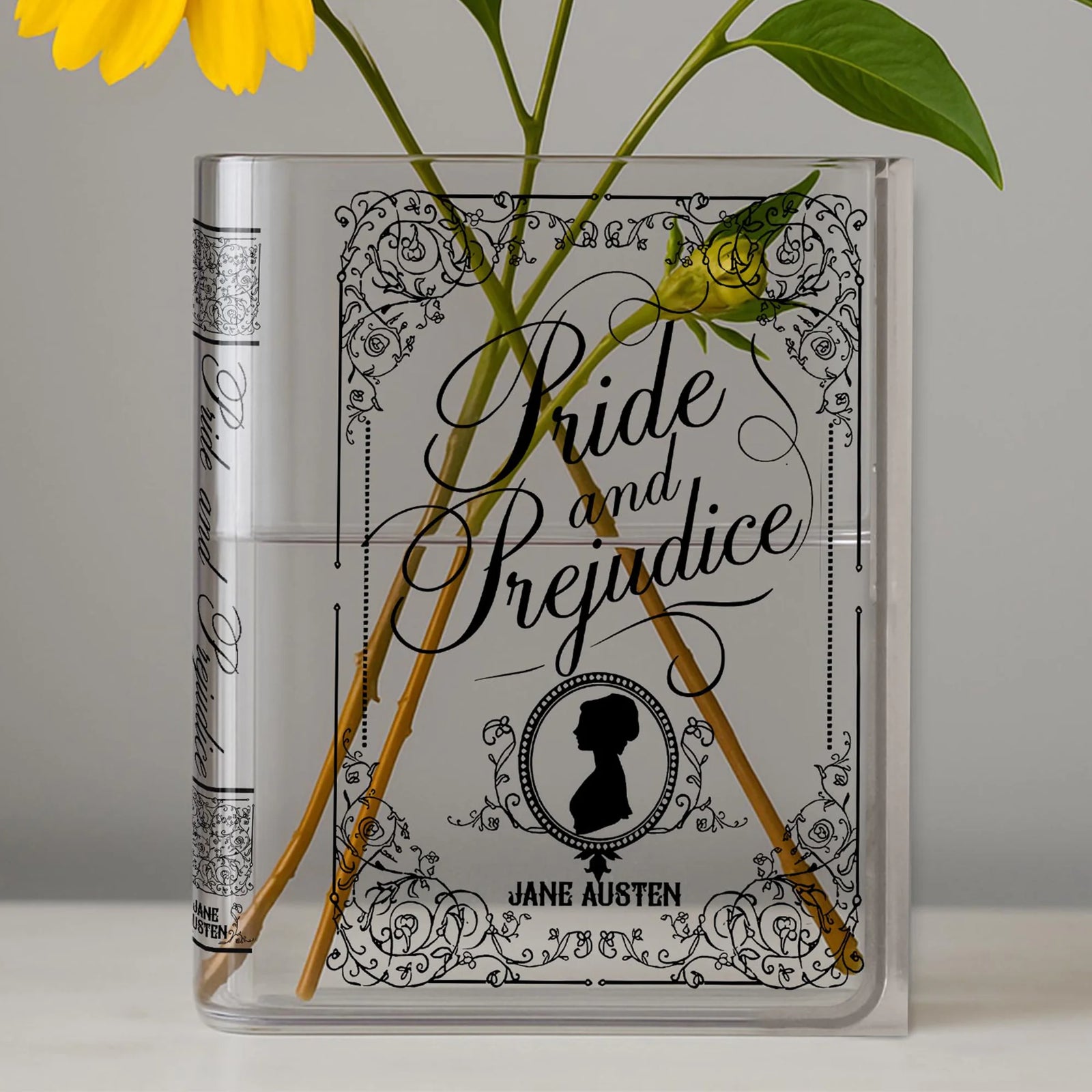 Pride and Prejudice Book Vase, Acrylic Book Shaped Flower, Jane Austen Gift, Book Lover Gift, Bookish Home Decor