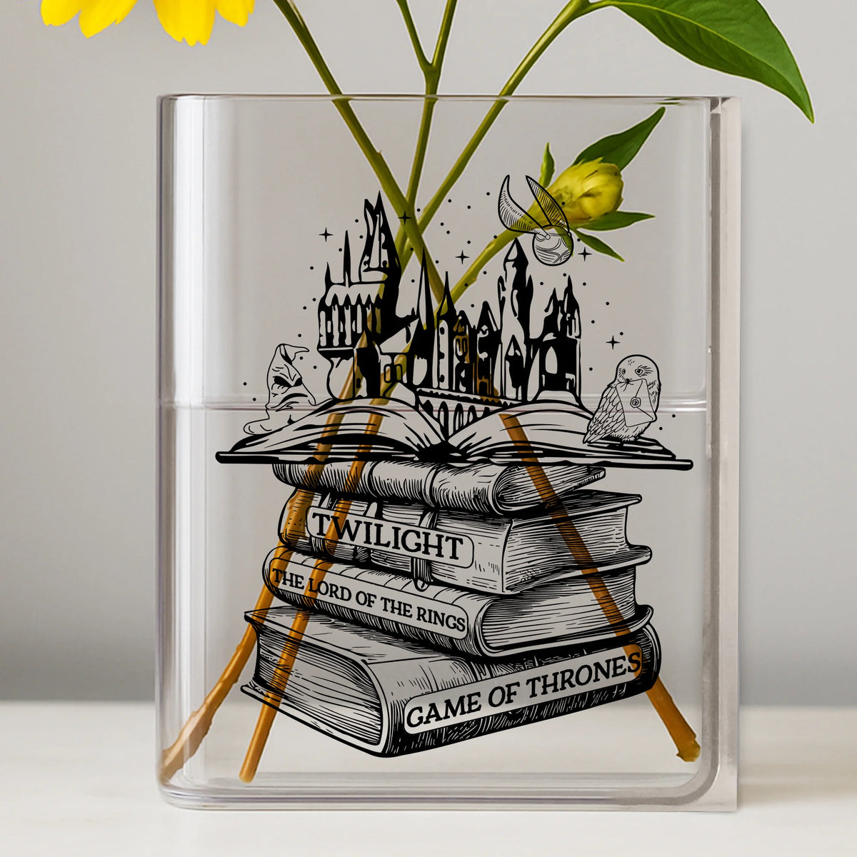 Custom Acrylic Book Vase, Personalized Book Lover Decor, Unique vase Gift, Eco-Friendly Book Shaped Vase, Gift for Readers &amp; Garden Lovers