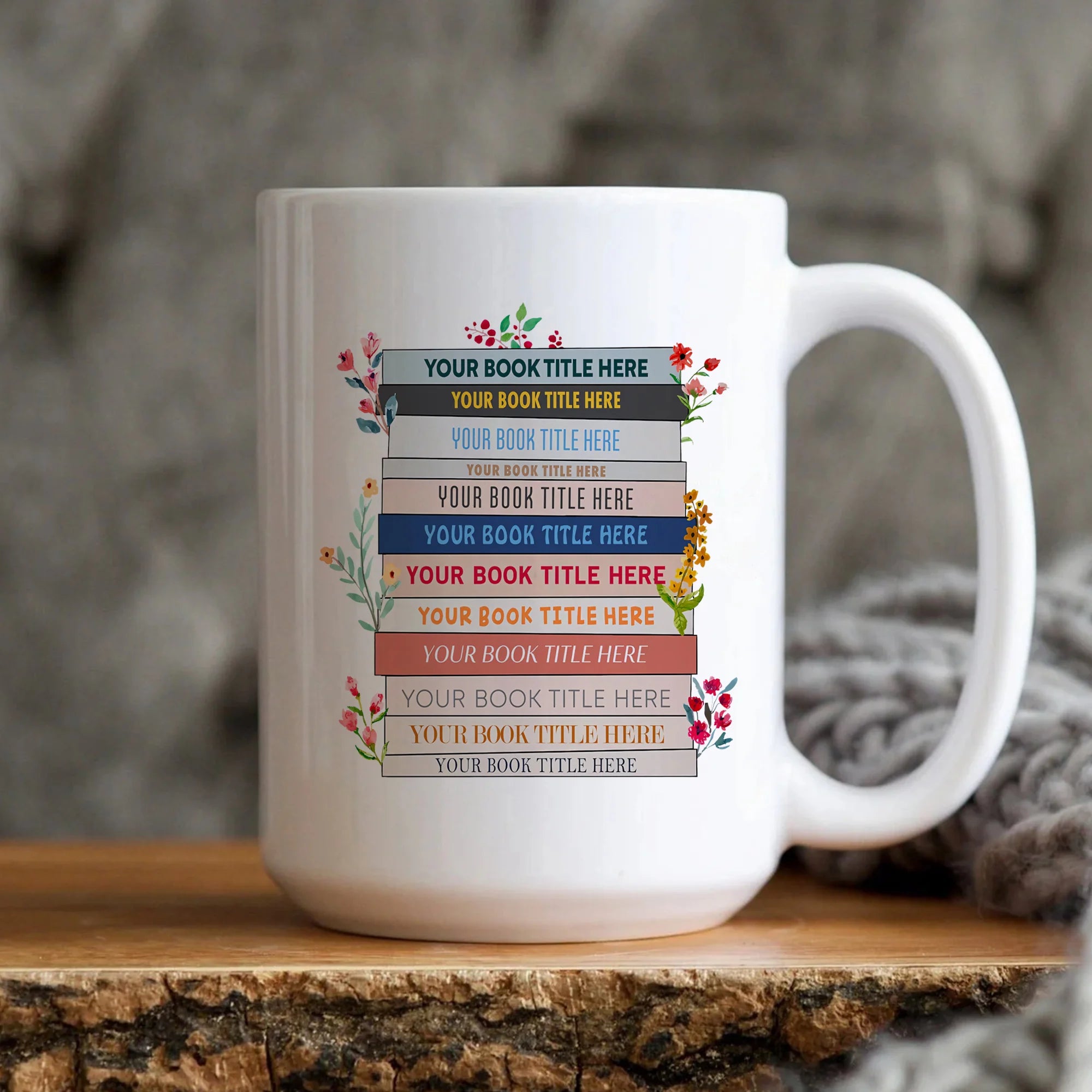 Custom Favorites Bookshelf Mug, Custom Book Art Mug, Librarian Mug, Custom Reader Shirt, Book Lover Gift