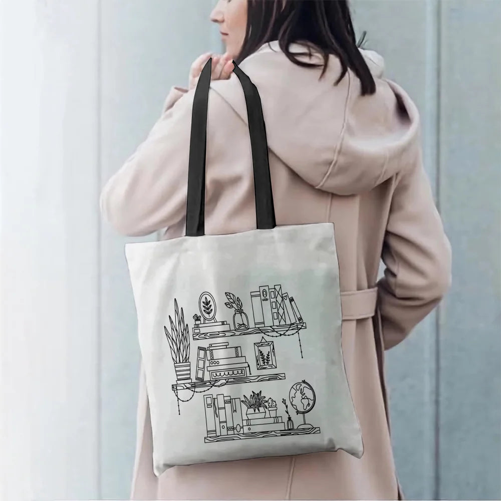 Book Tote Bag, Book Shelf Tote Bag, Bookish Tote Bag, Book Lovers Gift, Book Club Gifts, Reading Books Tote Bag, Book Worm Gift, Teacher Bag