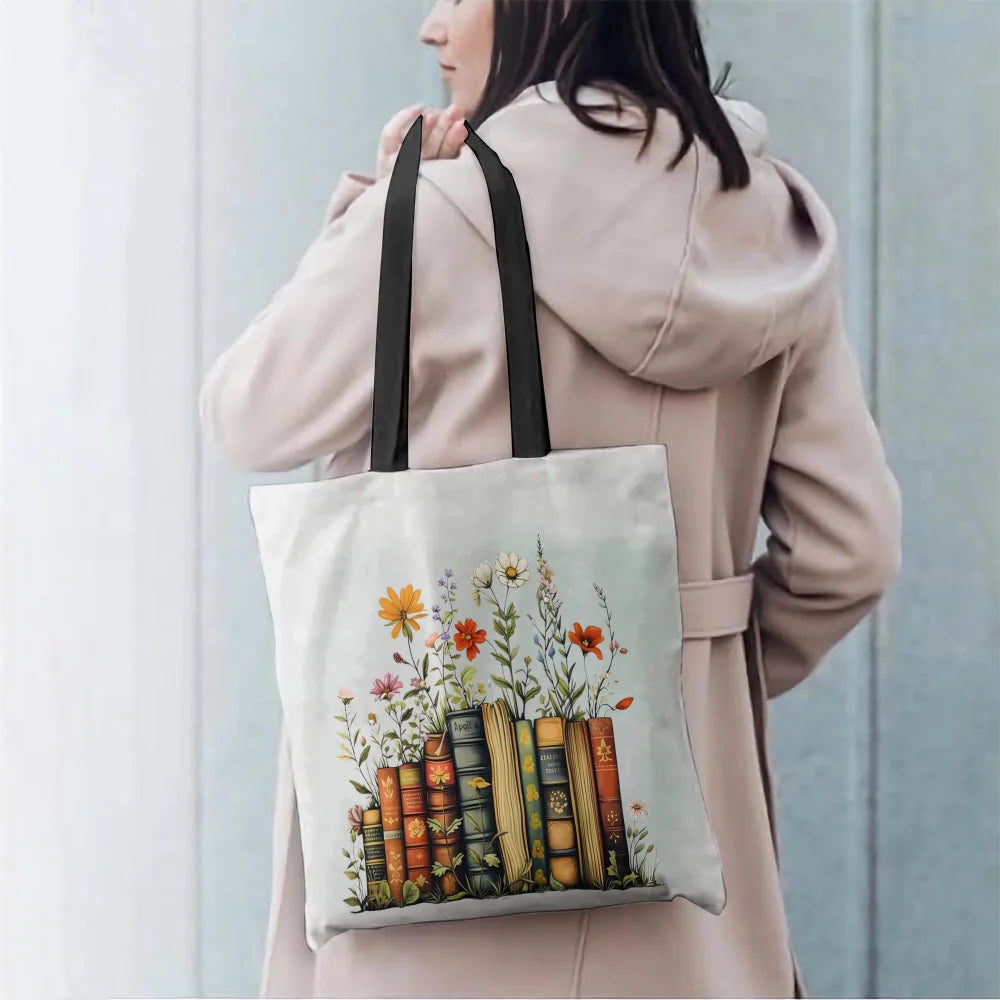 Floral Book Tote Bag,Books Tote Bag,Book Lover Gift,Book Club Gifts,Librarian Appreciation Gift,Bookworm Gift,Book Lover, Bookish Tote Bag