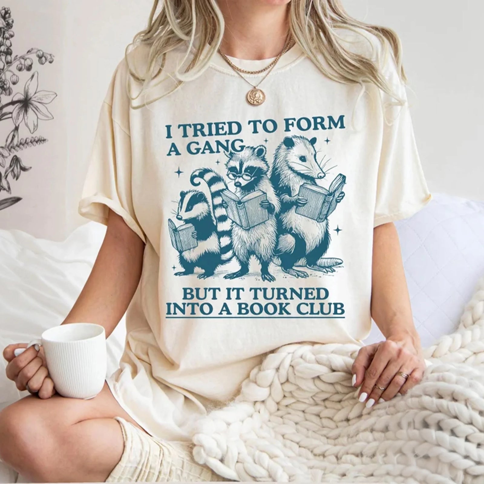 Comfort Colors® Funny Reading T-Shirt, I Tried to Form A Gang But It Turned Into A Book Club, Retro Librarian Shirt, Book Club Shirt, Bookworm