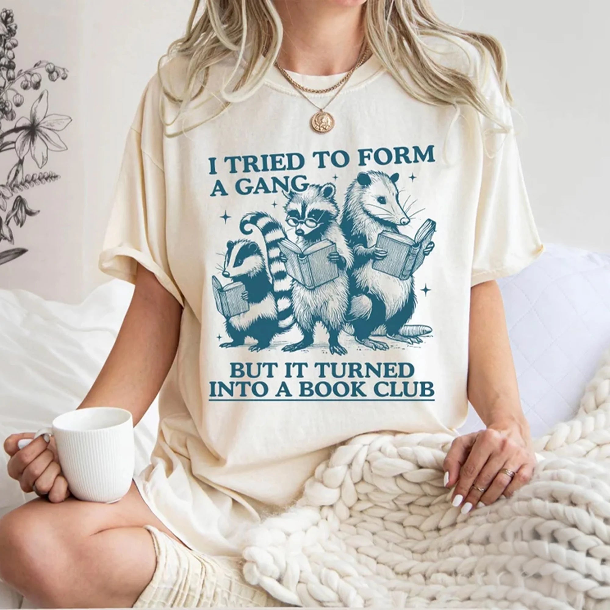 Comfort Colors® Funny Reading T-Shirt, I Tried to Form A Gang But It Turned Into A Book Club, Retro Librarian Shirt, Book Club Shirt, Bookworm