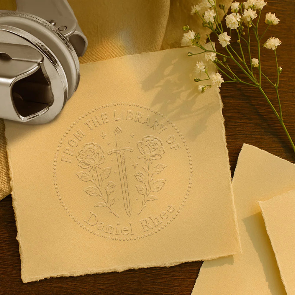 Custom Dragon Book embossing stamp  – Custom &#39;From The Library Of&#39; Stamp, Ex Libris Library Embosser, Unique Gift for Fantasy Book Lovers