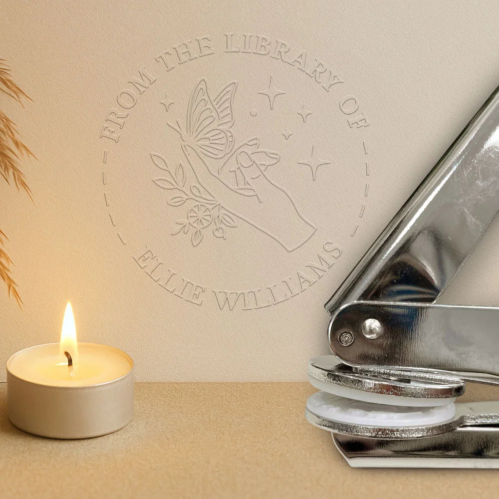 Library embossing stamp – Custom Logo or Mountain Design, &#39;From the Library Of&#39; Book Stamp, Unique Gift for Book Lovers