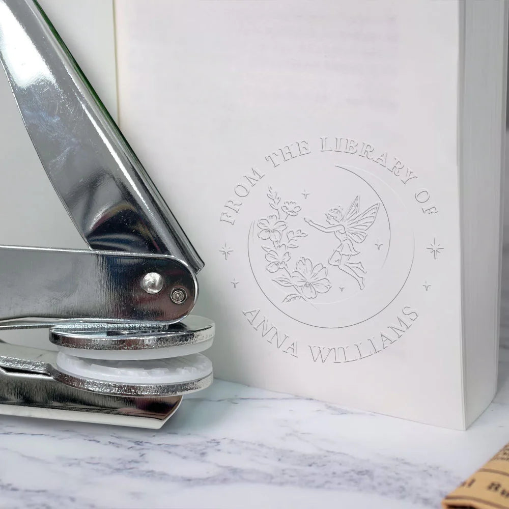Book embossing stamp– Custom Ex Libris Stamp, Library Embosser &#39;From The Library Of&#39;, Unique Christmas Gift for Book Lovers