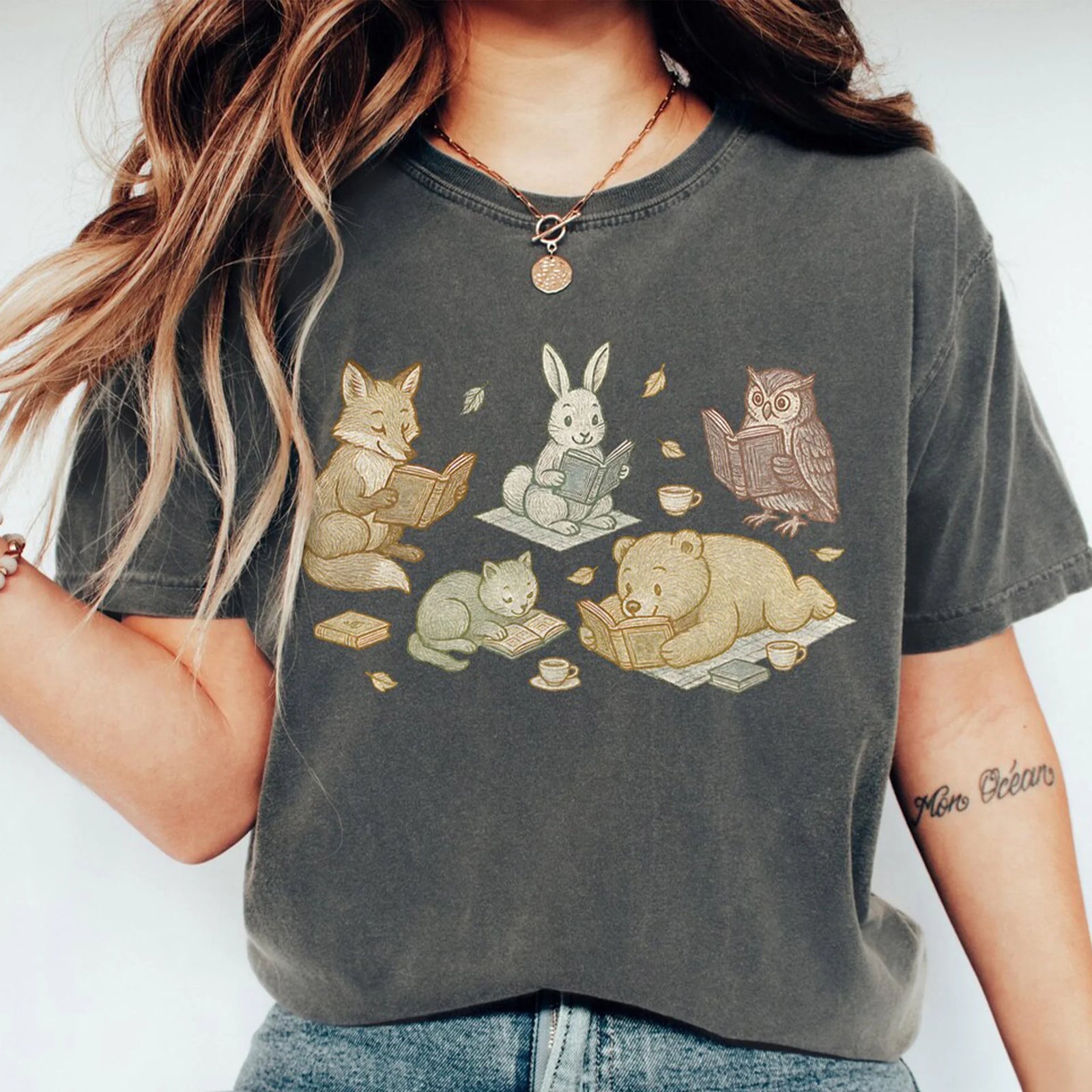 Animal Book Club Comfort Colors® Shirt, Bookish T-Shirt with Cute Readers, Literary Animal Tee, Unique Bookworm Gift, Whimsical Reading Top