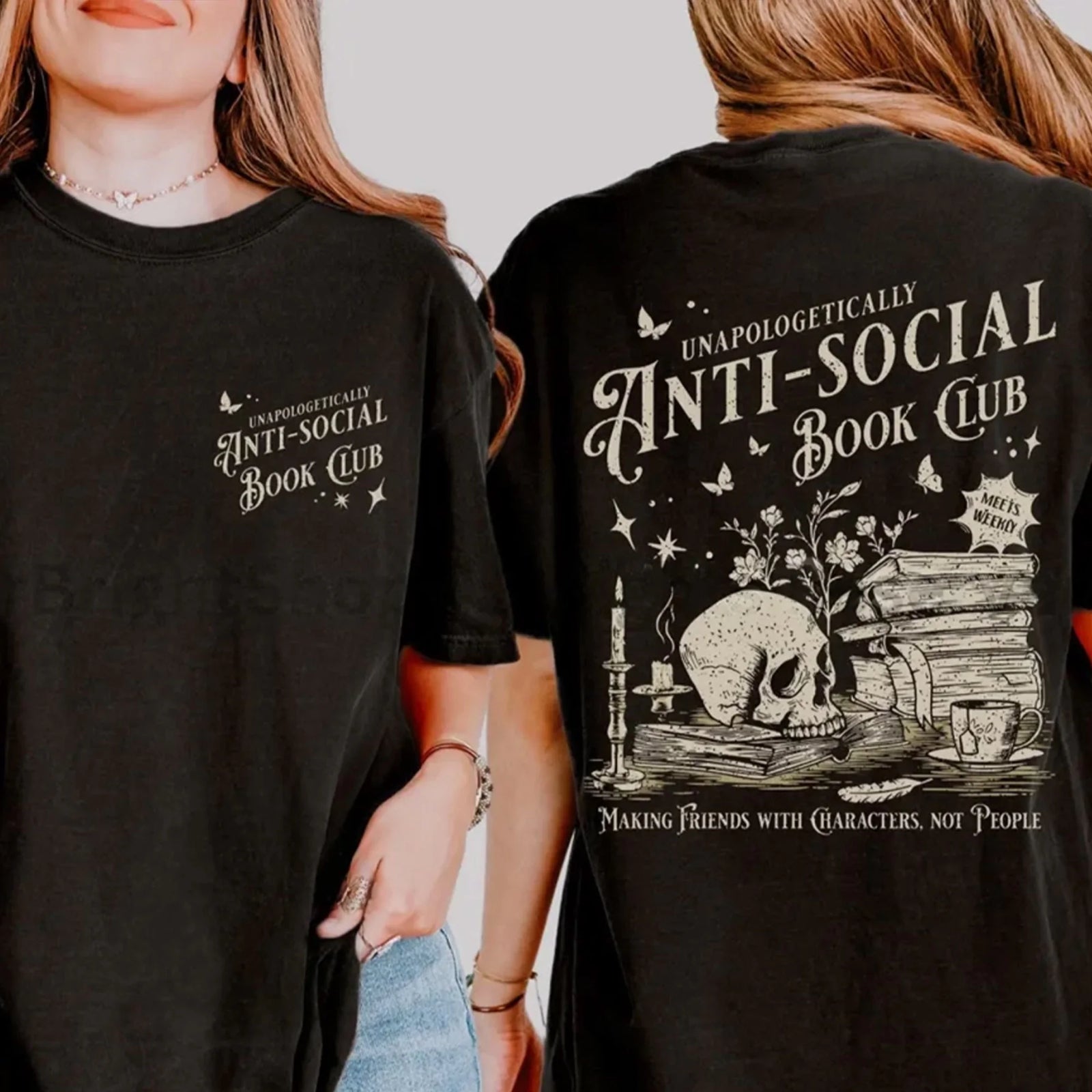 Anti-social Book Club Comfort Colors Shirt for Introverted Romance Reader Vintage Distressed Reading T-shirt Bookish for Book Lover Gift