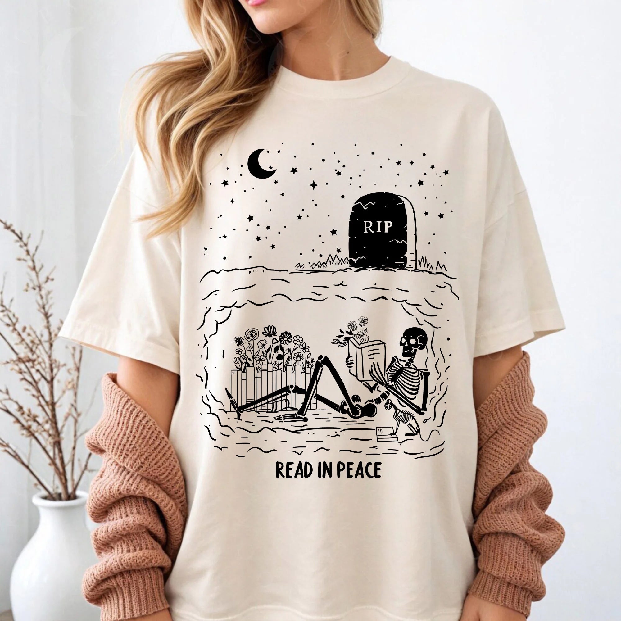Reading Shirt Comfort Colors, Read in Peace, Skeleton Book Shirt, Dark Romance Lover Tee, Funny Reading T-Shirt, Gift For Bookworm