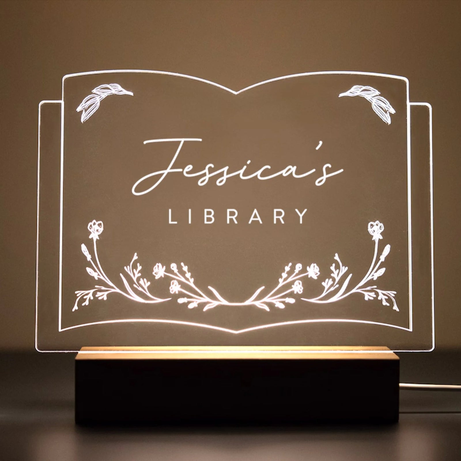 Library LED Sign: Library Decor, Custom Book Lover Gift