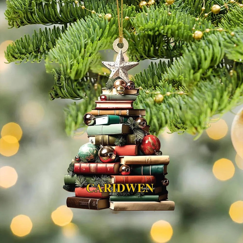 Book Lover Gift, Reading Book Ornament, Personalized Christmas Book Tree Name Ornament, Book Club Ornament, Librarian Gift