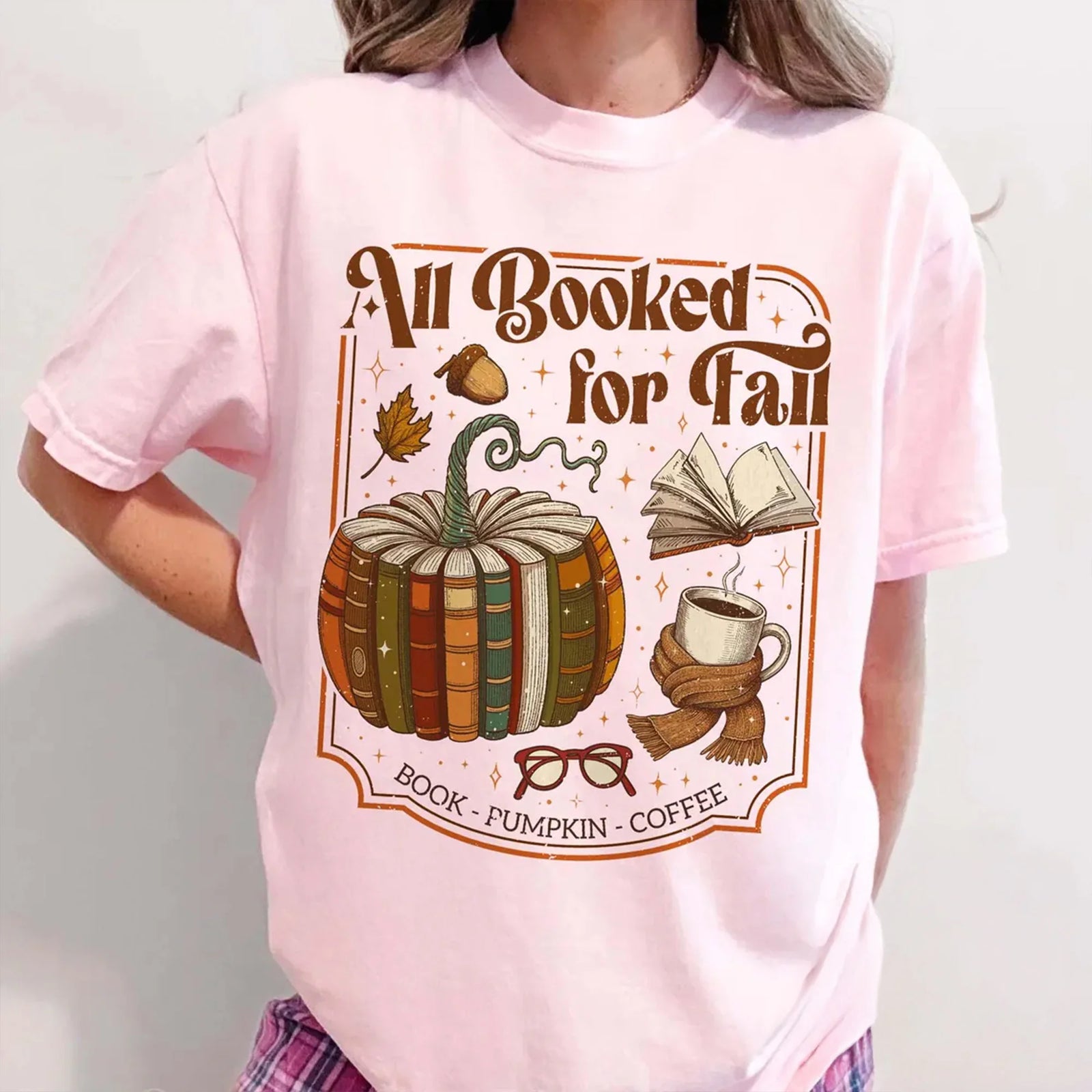 All Booked For Fall Comfort Colors T-Shirt, Pumpkin Book Shirt