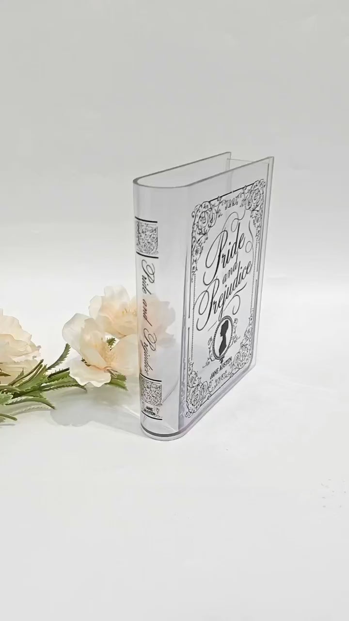 One More Chapter Acrylic Book Vase – Double-Sided Bookish Decor, Gift for Book Lovers and Book Addicts, Literary Nerd Shelf Accent