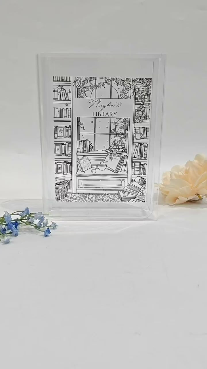 Custom Floral Acrylic Book Vase – Bookish Decor for Readers, Librarians & Book Lovers, Unique Bookshelf Accent and Gift for Her